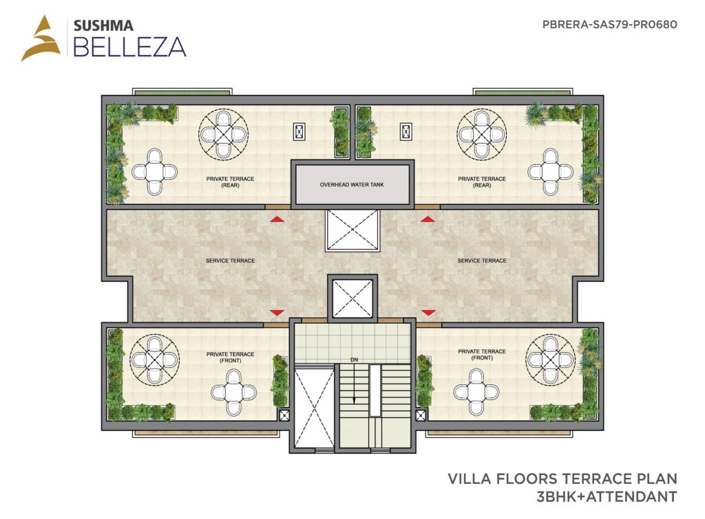 3+1 BHK with attendant room roof layout